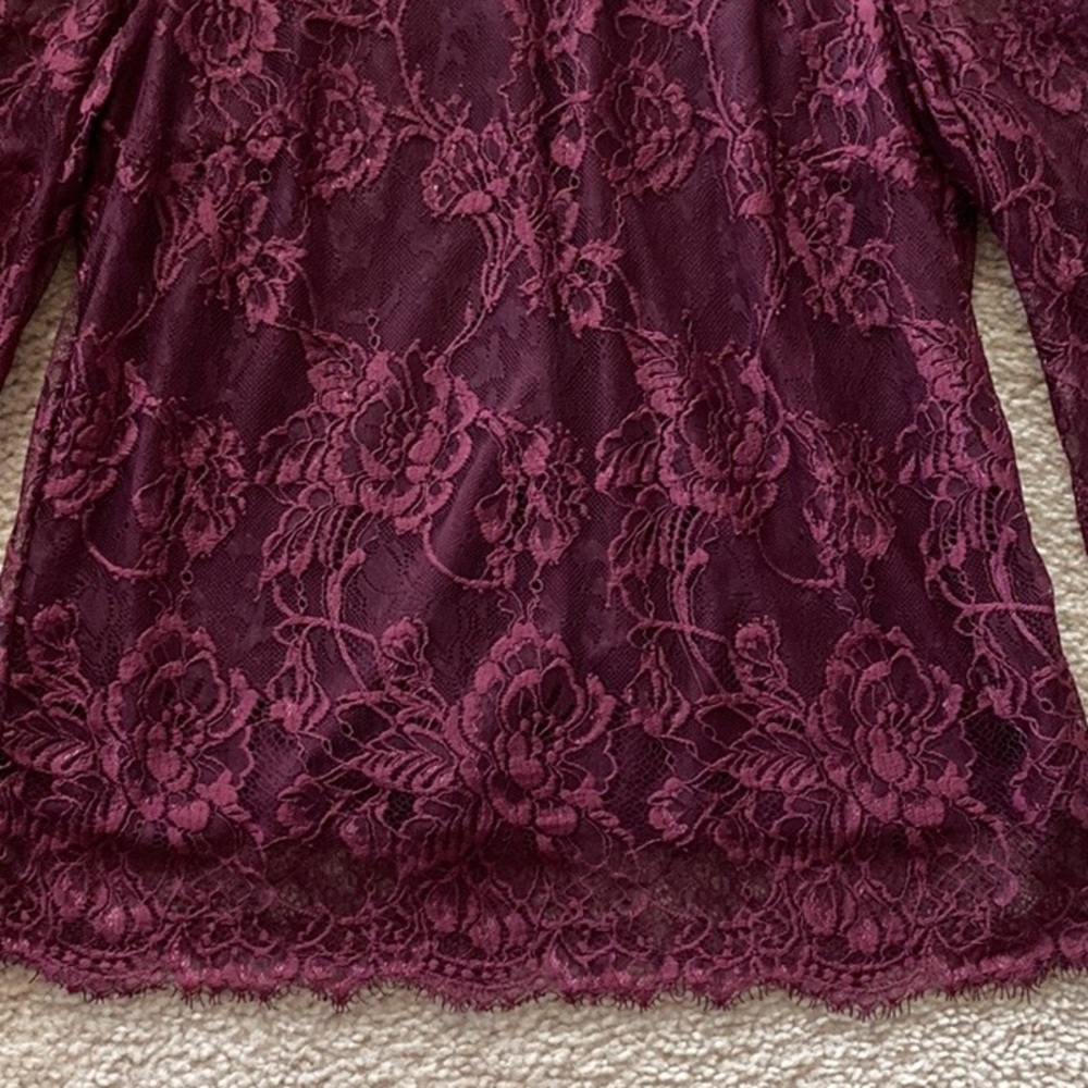 Heartloom Wine Color Lace Blouse - Picture 5 of 7